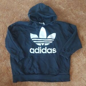 Adidas Men's Black Hoodie with White Logo